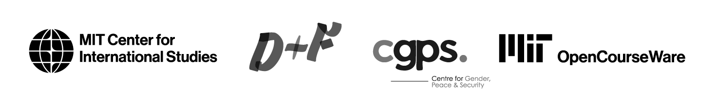 Logos for supporting organizations: MIT Center for International Studies, Data + Feminism Lab, Center for Gender, Peace and Security, MIT OpenCourseWare.
